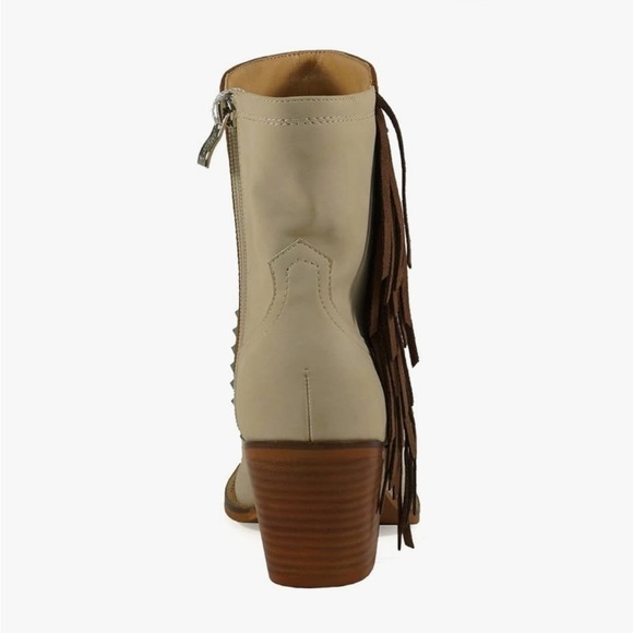 ARiIDER GIRL Gizelle Mid Calf Fringe Booties Stacked Heel Studded Western - Picture 3 of 3